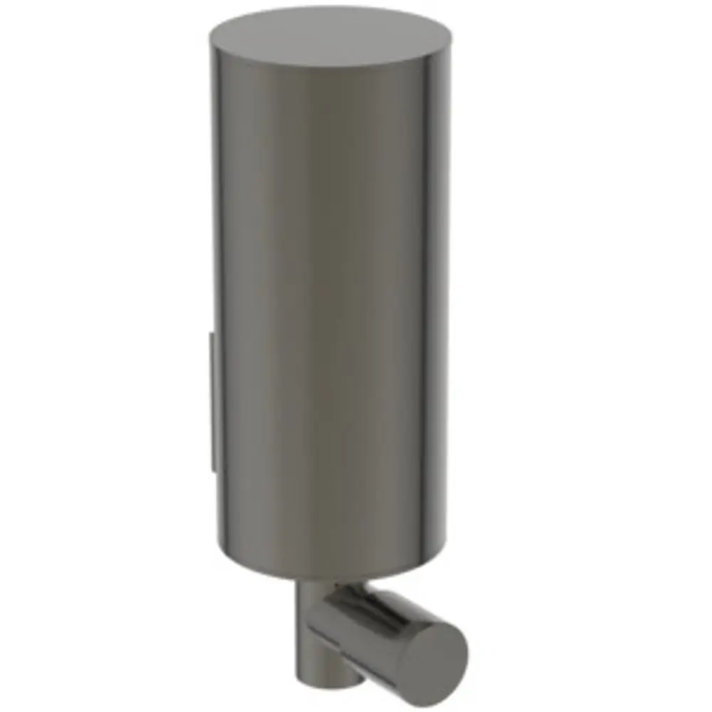 Lotionsspender in magnetischem Grau von Ideal Standard, wandhängend, zylindrisches Design mit seitlichem Auslass, gefertigt aus Metall.